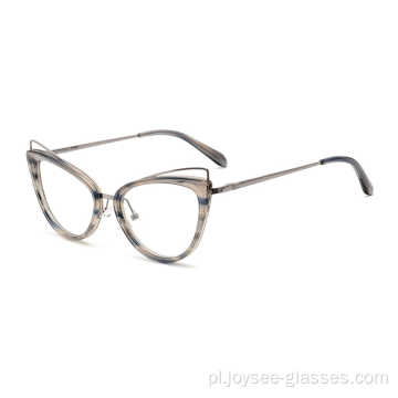 Ładny kształt kota oka octan połączone metalowe okulary dla kobiet